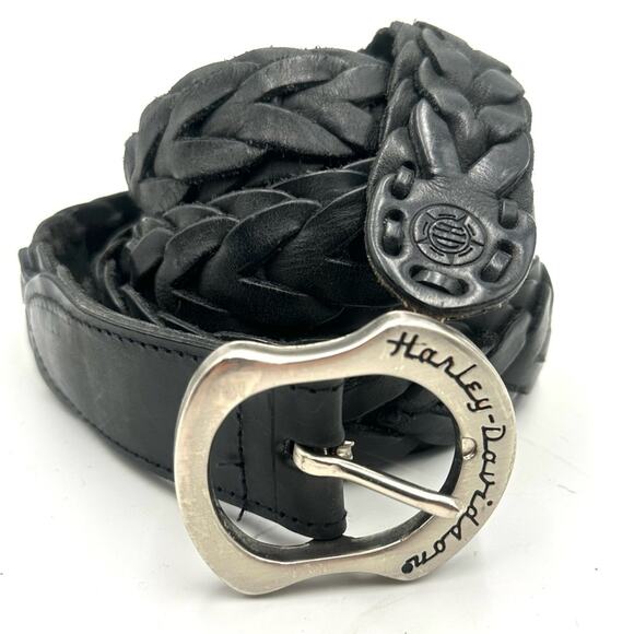 HARLEY DAVIDSON men's black leather belt - buckle with HD logo - Picture 9 of 9